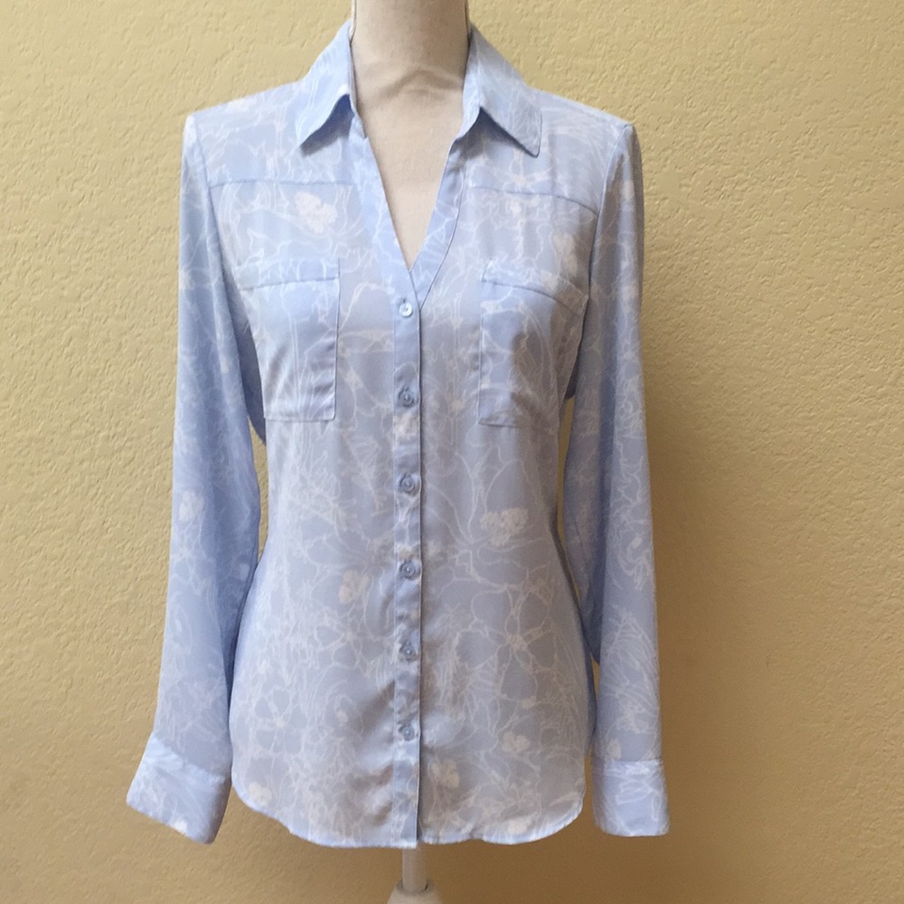 Express Portfino Shirt, Blue Floral, size M